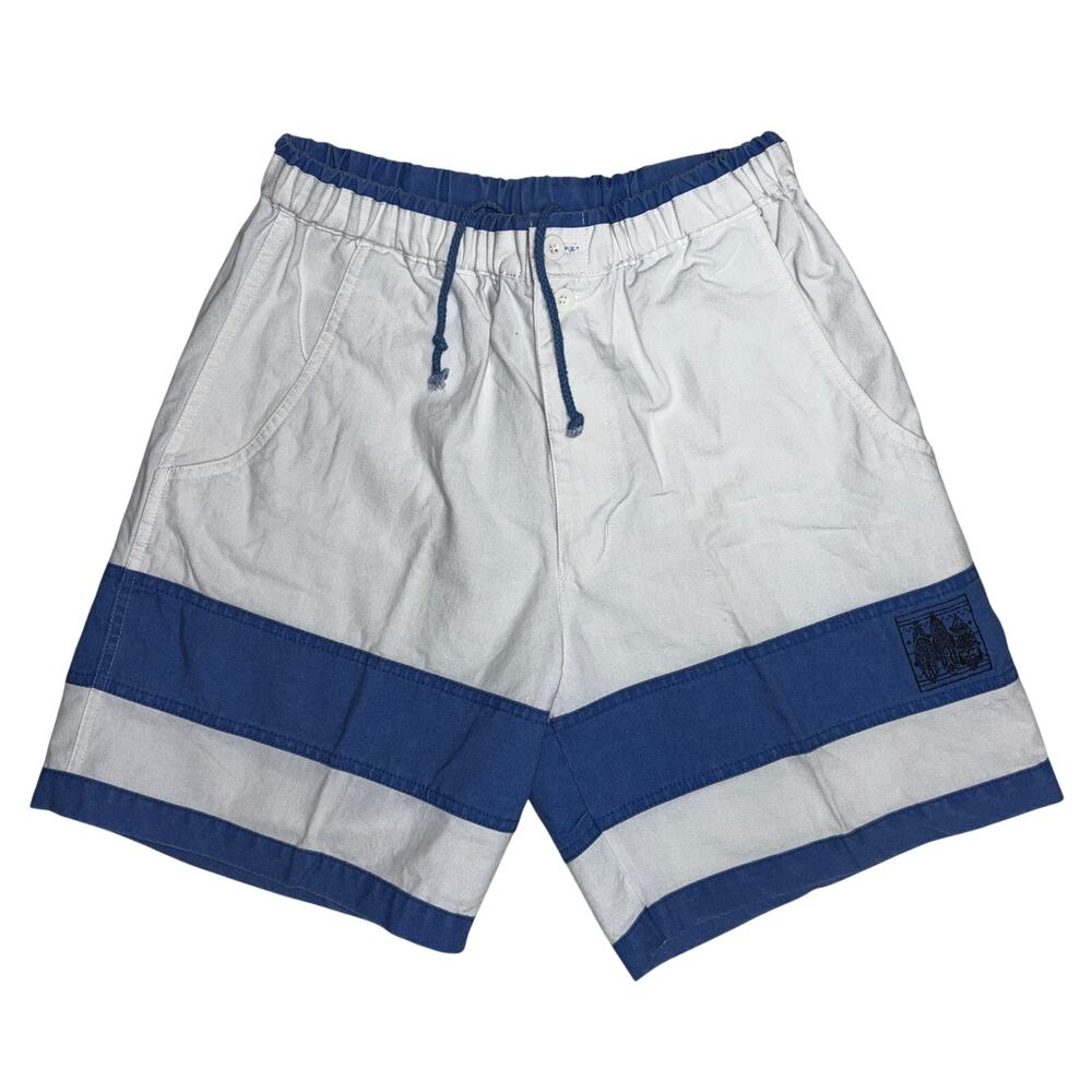 Vintage Express Swim Shorts Medium Blue White Stripe Nautical Boardshort Surf